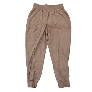 CALIA Tan Jogger Pants M Elastic Waist Zip Hem Stretch Athleisure